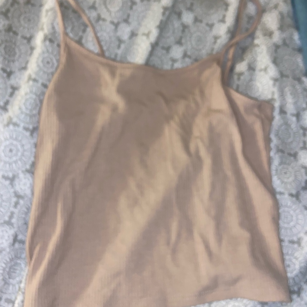 Color Neutral Cropped tank, size: medium color: tan